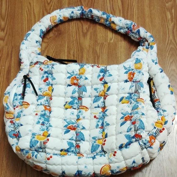 Free People Movement Printed Carryall Floral Quilted Tote Bag Tangerine Dream Fp - Picture 2 of 15